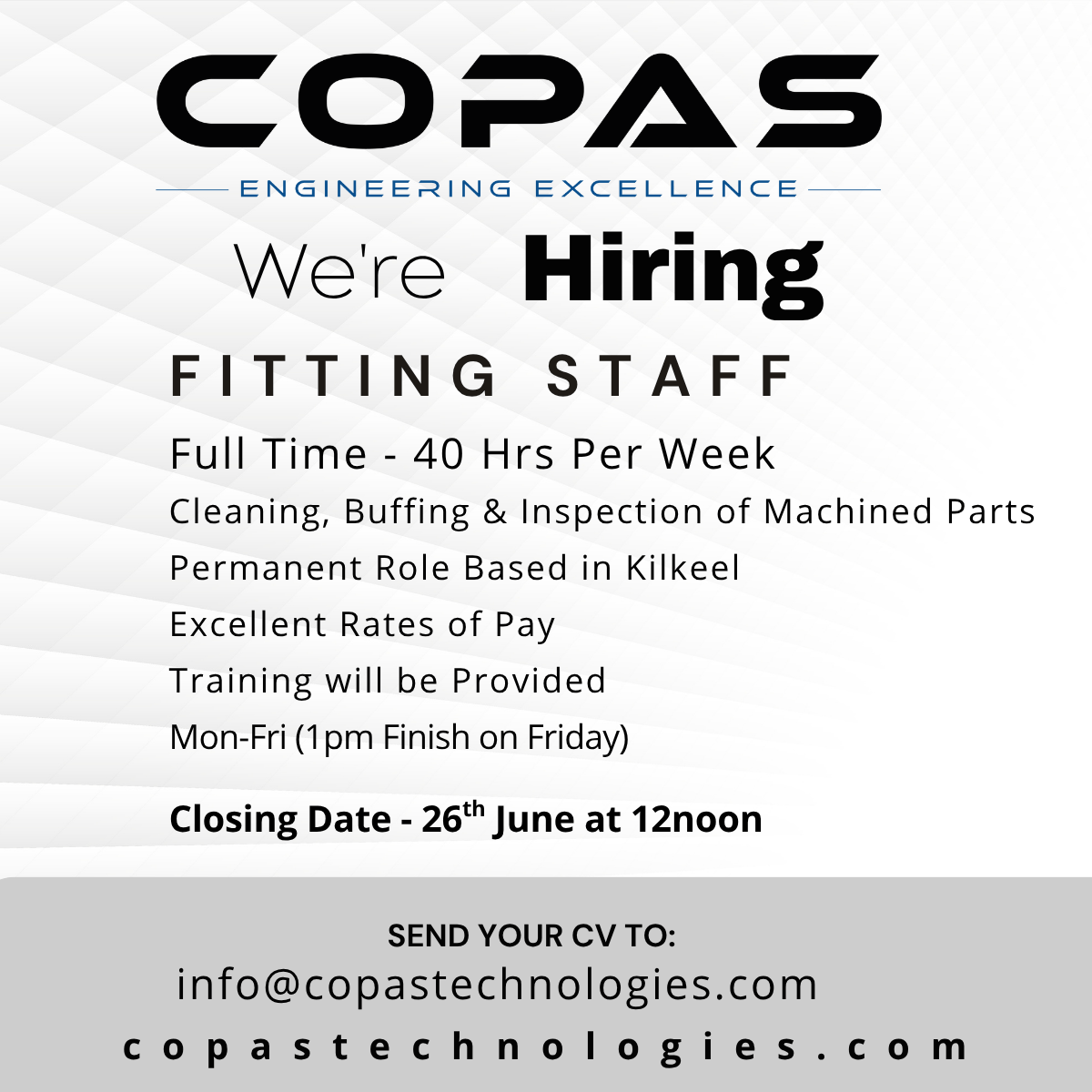 We’re Hiring – Fitting & Buffing Staff | Kilkeel